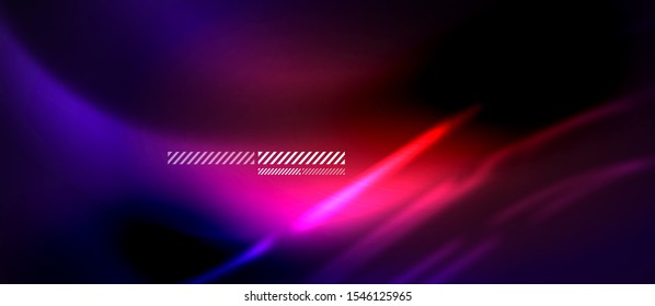 Neon ultraviolet abstract waves background. Shiny lights on bright colors with design elements. Futuristic or technology template illustration, hi-tech concept