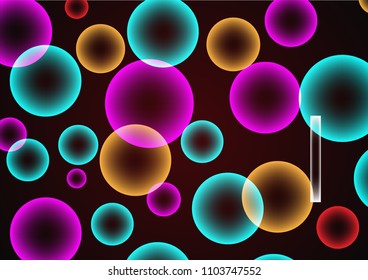 Neon and ultraviolet bubbles on a dark background (vector).