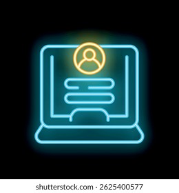 Icono de Cuenta de usuario de neón con líneas de código que representan información personal