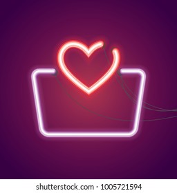 Neon valentines heart shape