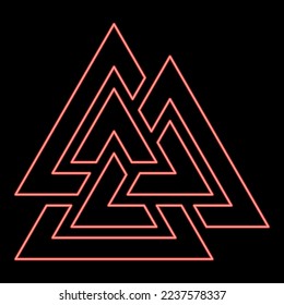 Neon valknut symbol red color vector illustration image flat style light