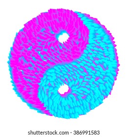 Neon vaporwave Yin Yang