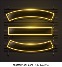 Neon vector banner. Yellow banner.