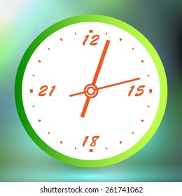 Neon vector clock on mesh background. Vector Illustration