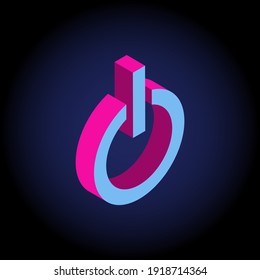 Neon vector colors isometric 3d power sign