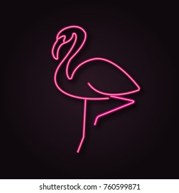 neon vector flamingo 3d line light logo