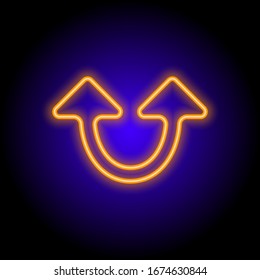 Neon-Vektorillustration-Flachsatz-Symbol für bunte verschiedene Pfeile einzeln