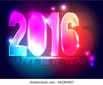 Neon vector happy new year 2016 colorful background for the holiday