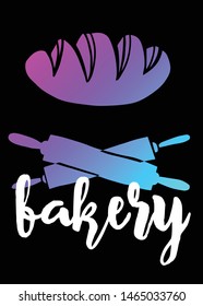 Neon Vector Illustration of Bakery or Pastry with Text / Typography. Graphic Design for Poster, Cards, Shirt, Template, Prints, Layout, Sticker and Background.
