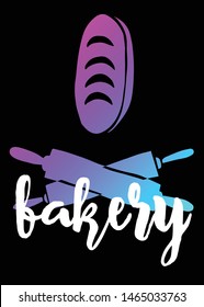 Neon Vector Illustration of Bakery or Pastry with Text / Typography. Graphic Design for Poster, Cards, Shirt, Template, Prints, Layout, Sticker and Background.