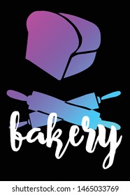 Neon Vector Illustration of Bakery or Pastry with Text / Typography. Graphic Design for Poster, Cards, Shirt, Template, Prints, Layout, Sticker and Background.