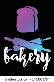 Neon Vector Illustration of Bakery or Pastry with Text / Typography. Graphic Design for Poster, Cards, Shirt, Template, Prints, Layout, Sticker and Background.