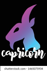 Neon Vector Illustration of Goat Animal with Text / Typography. Graphic Design for Poster, Cards, Shirt, Template, Prints, Layout, Sticker and Background.