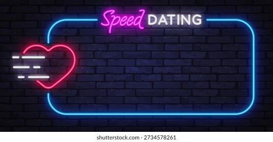 Neon vector illustration showing the text Speed Dating with heart symbol. Perfect for dating events, social invitations, and modern relationship concepts.