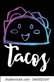 Neon Vector Illustration Tacos Food Text Stock Vector (royalty Free 