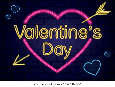 neon vector illustration valentines day
