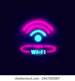 Neon vector illustration Wi-Fi free vector illustration in pink and blue colors. Stylish and modern design, perfect for advertising and informational materials.