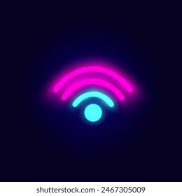 Neon vector illustration Wi-Fi free vector illustration in pink and blue colors. Stylish and modern design, perfect for advertising and informational materials.