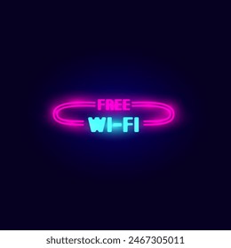 Neon vector illustration Wi-Fi free vector illustration in pink and blue colors. Stylish and modern design, perfect for advertising and informational materials.