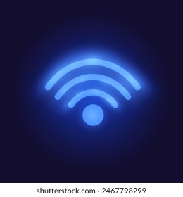 Neon vector illustration Wi-Fi Free vector illustration in blue color. Stylish and modern design, perfect for advertising and informational materials.