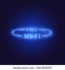 Neon vector illustration Wi-Fi Free vector illustration in blue color. Stylish and modern design, perfect for advertising and informational materials.