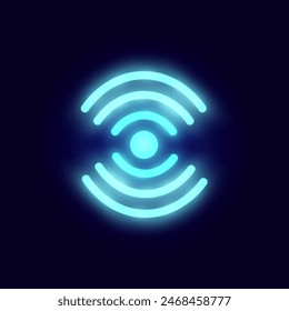 Neon vector illustration Wi-Fi Free vector illustration in blue color. Stylish and modern design, perfect for advertising and informational materials.
