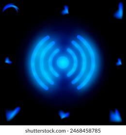 Neon vector illustration Wi-Fi Free vector illustration in blue color. Stylish and modern design, perfect for advertising and informational materials.
