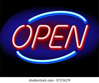 Neon Vector Open Sign