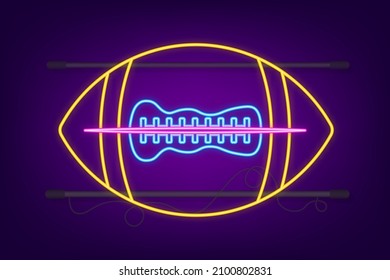 A neon vector stock illustration of an American football on a white background.