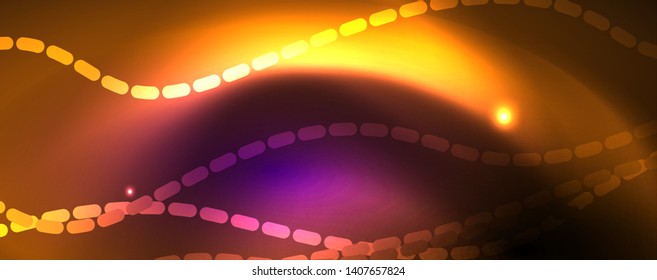 Fondo abstracto de líneas de onda vector neón, diseño tecnológico futurista mágico, concepto de movimiento vectorial