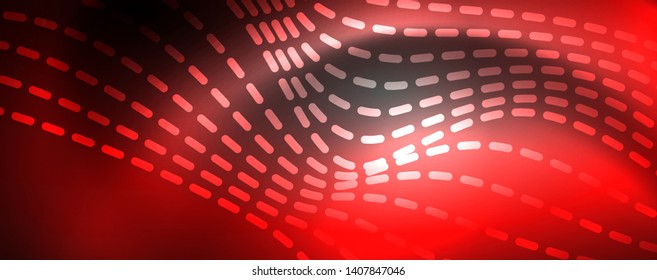 Neon vector wave lines abstract background, magic futuristic techno design, vector motion concept