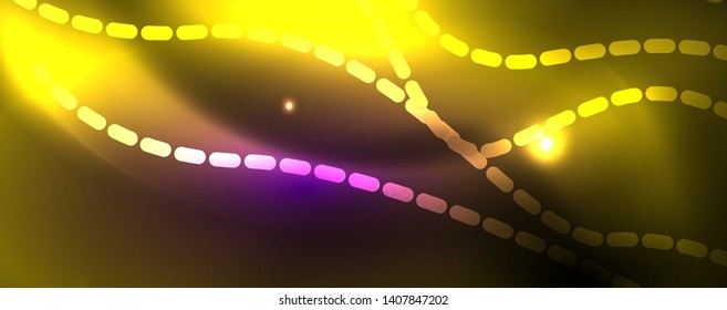 Neon vector wave lines abstract background, magic futuristic techno design, vector motion concept
