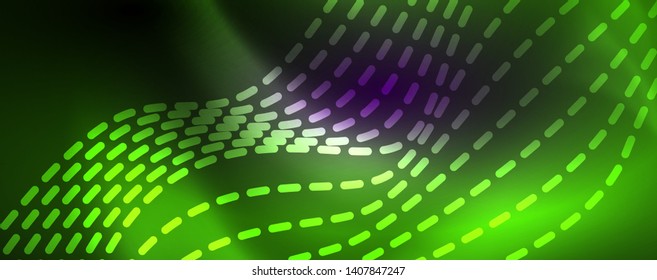 Fondo abstracto de líneas de onda vector neón, diseño tecnológico futurista mágico, concepto de movimiento vectorial
