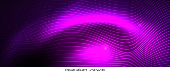 Fundo abstrato de linhas de onda vetorial de néon, design tecno futurista mágico, conceito de movimento vetorial
