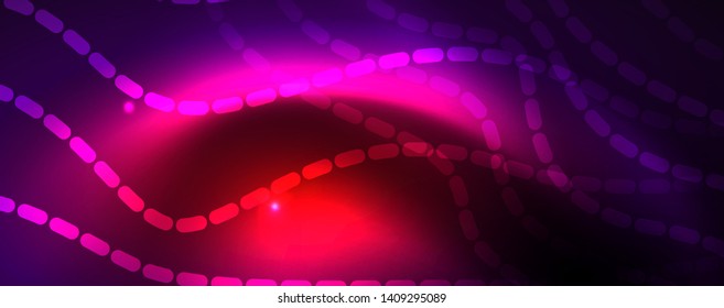 Neon vector wave lines abstract background, magic futuristic techno design, vector motion concept