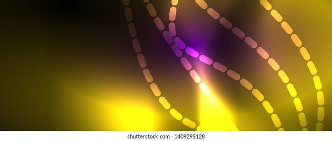 Neon vector wave lines abstract background, magic futuristic techno design, vector motion concept