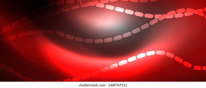 Neon vector wave lines abstract background, magic futuristic techno design, vector motion concept