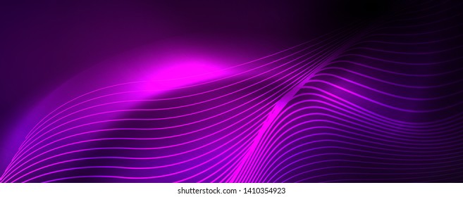 Neonvektorwellenlinien, abstrakter Hintergrund, magisches futuristisches Techno-Design, Vektorgrafik-Konzept