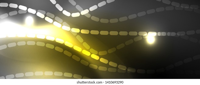 Fondo abstracto de líneas de onda vector neón, diseño tecnológico futurista mágico, concepto de movimiento vectorial
