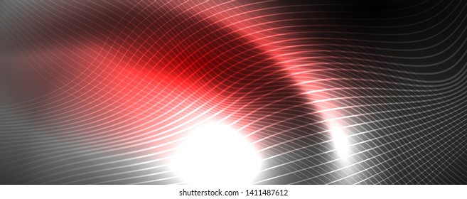 Neon vector wave lines abstract background, magic futuristic techno design, vector motion concept
