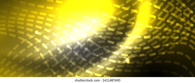 Neon vector wave lines abstract background, magic futuristic techno design, vector motion concept