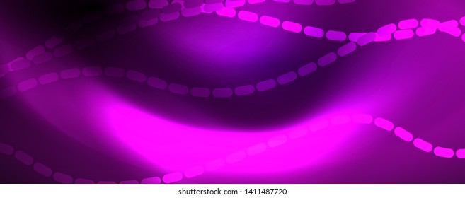 Neon vector wave lines abstract background, magic futuristic techno design, vector motion concept