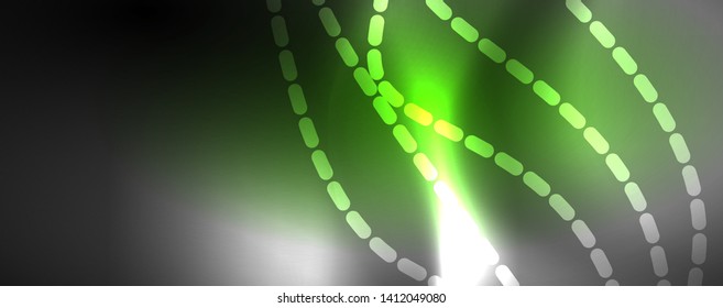 Neon vector wave lines abstract background, magic futuristic techno design, vector motion concept