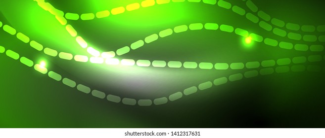 Fundo abstrato de linhas de onda vetorial de néon, design tecno futurista mágico, conceito de movimento vetorial