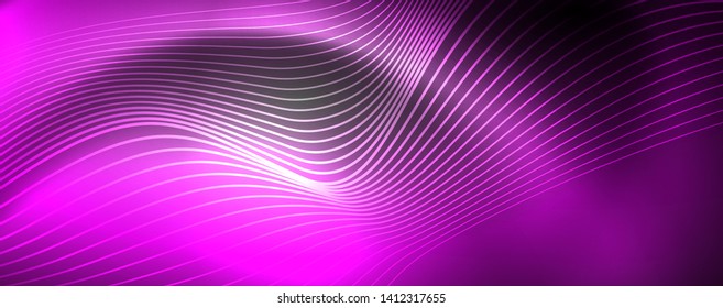 Fondo abstracto de líneas de onda vector neón, diseño tecnológico futurista mágico, concepto de movimiento vectorial
