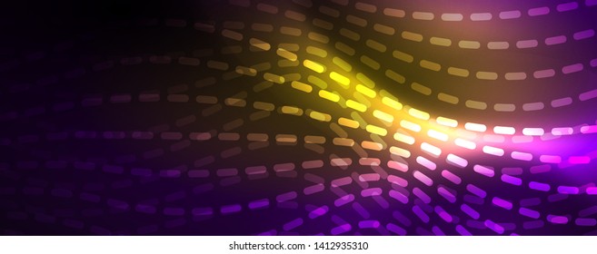 Neon vector wave lines abstract background, magic futuristic techno design, vector motion concept