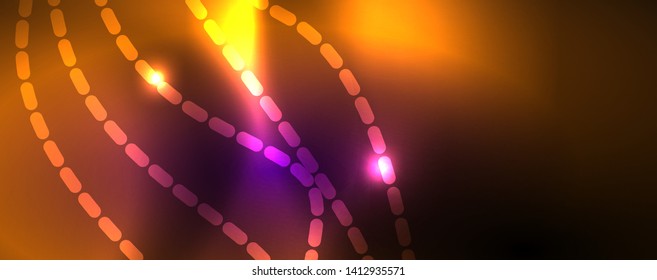 Neon vector wave lines abstract background, magic futuristic techno design, vector motion concept