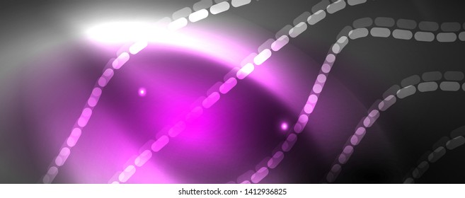 Neonvektorwellenlinien, abstrakter Hintergrund, magisches futuristisches Techno-Design, Vektorgrafik-Konzept