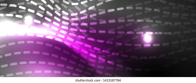 Neon vector wave lines abstract background, magic futuristic techno design, vector motion concept