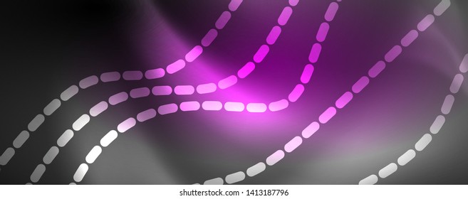 Neon vector wave lines abstract background, magic futuristic techno design, vector motion concept